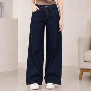 Quần jeans dáng suông màu xanh đậm