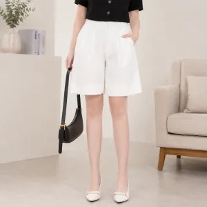 Quần nữ ngắn màu trắng dáng suông